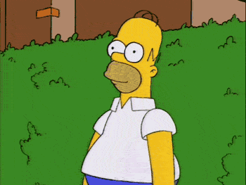 Homer Simpson disappearing into a bush